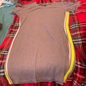 A nice gray dress thats cute, casual and comfy.